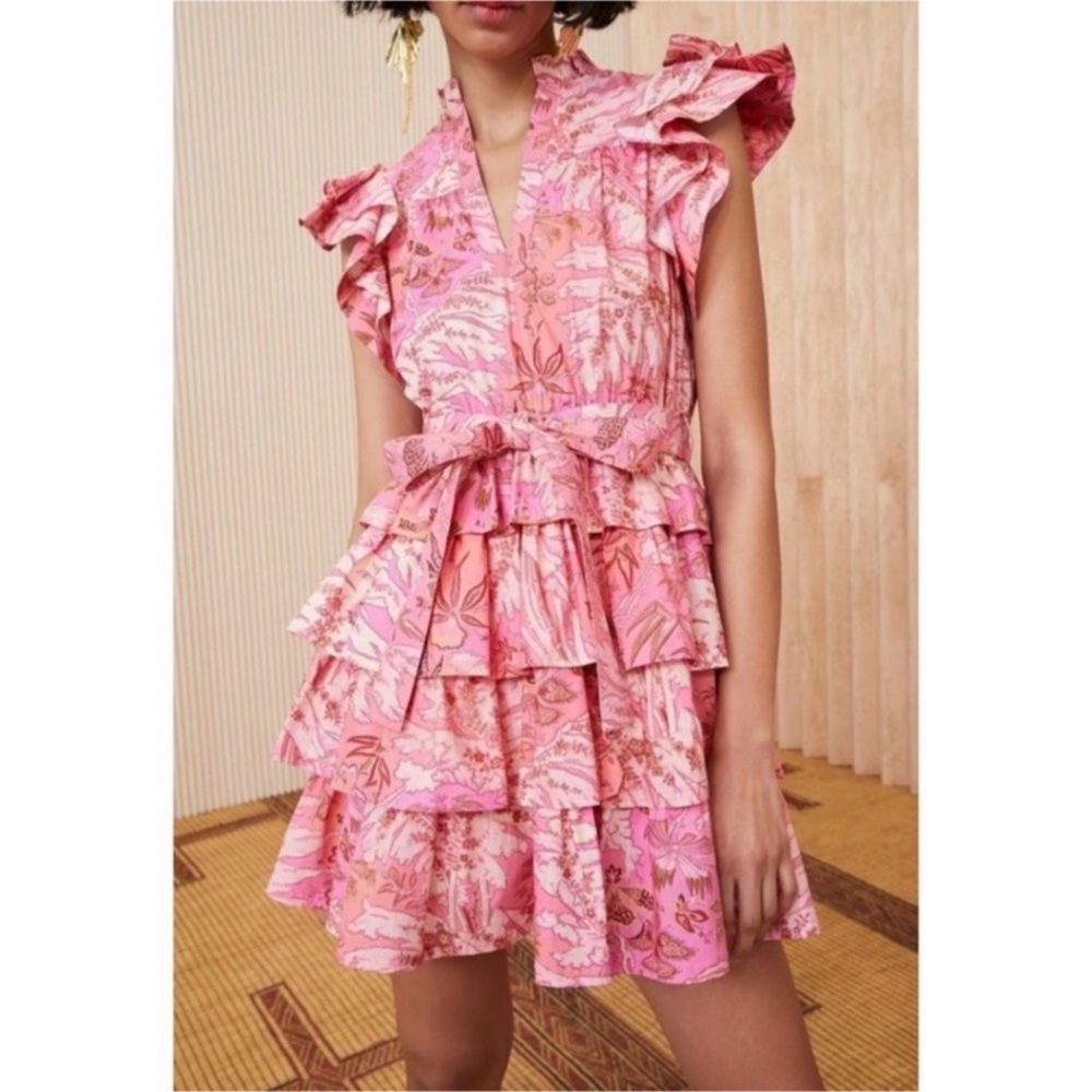 ULLA JOHNSON Lulua Mini Pink Dress in camellia Sz 12 - Picture 4 of 9